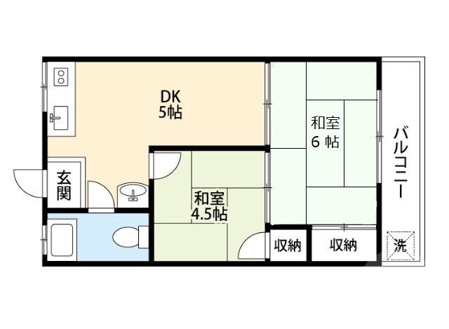 山田南の完工年月(1976年11月)築の賃貸マンションの間取り