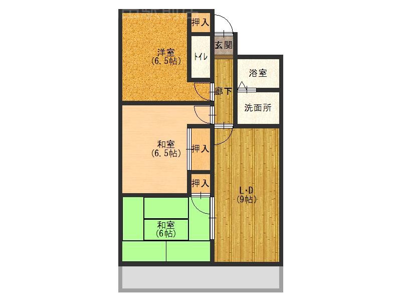 島頭の完工年月(1990年1月)築の賃貸マンションの間取り