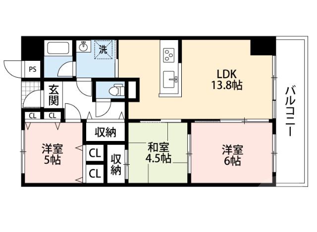山田西の完工年月(2000年3月)築の賃貸マンションの間取り