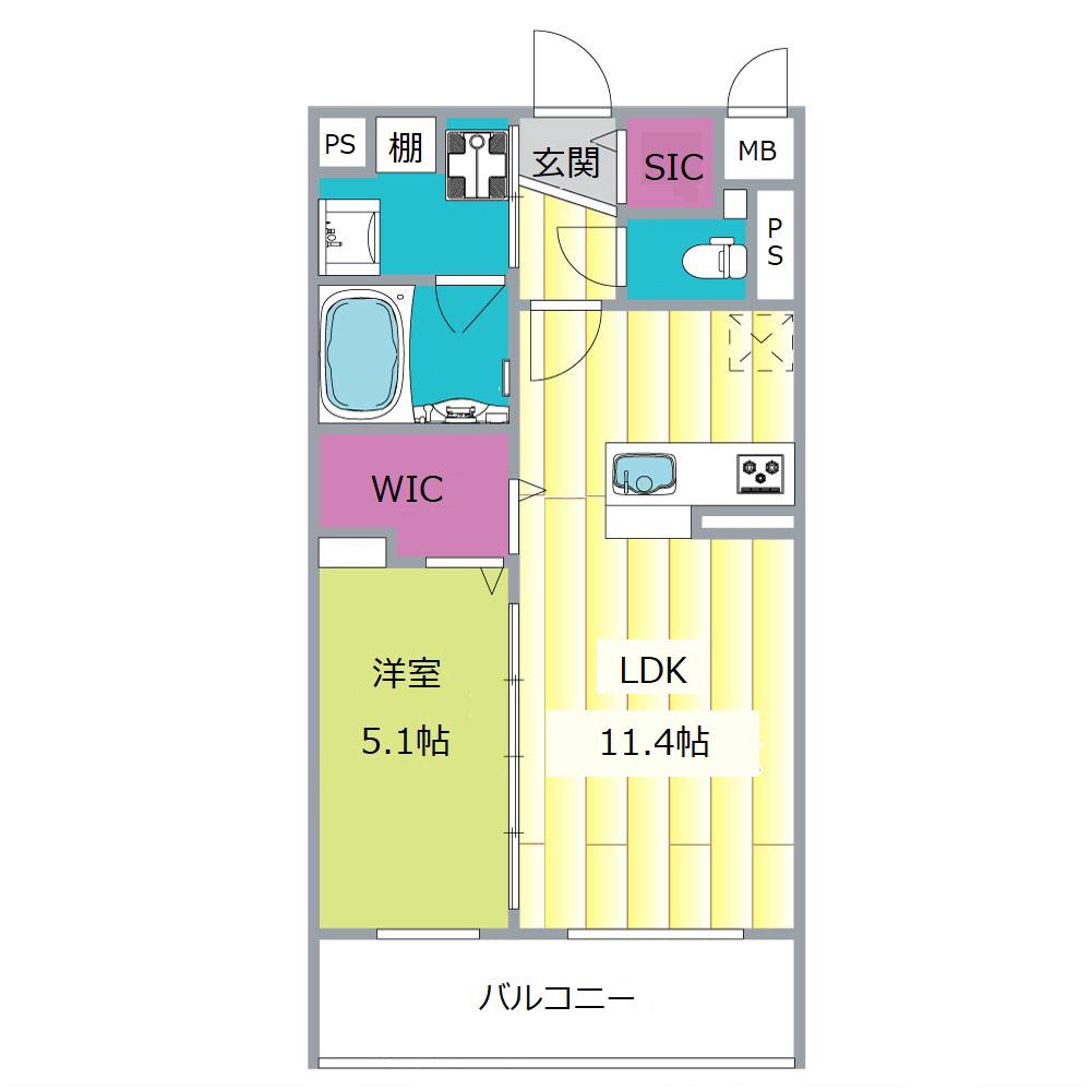 千里丘東の完工年月(2022年10月)築の賃貸マンションの間取り