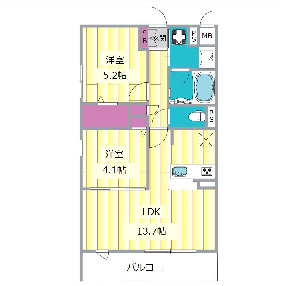 千里丘東の完工年月(2022年10月)築の賃貸マンションの間取り