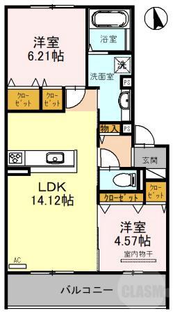 蔵垣内の完工年月(2022年11月)築の賃貸アパートの間取り