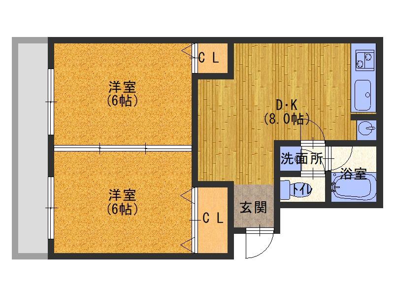 寿町の完工年月(1988年3月)築の賃貸マンションの間取り