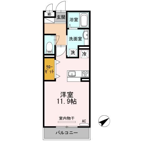西の庄町の完工年月(2013年8月)築の賃貸アパートの間取り