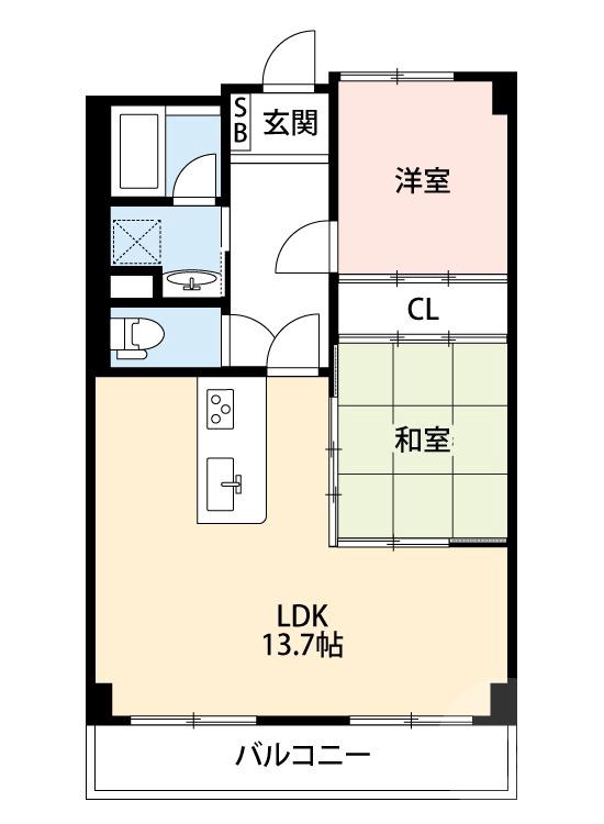 山田南の完工年月(1987年8月)築の賃貸マンションの間取り