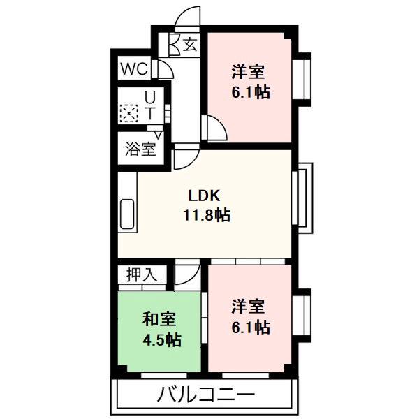千里山竹園の完工年月(1999年4月)築の賃貸マンションの間取り