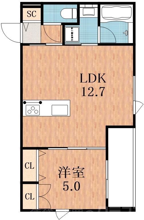 上本町の完工年月(2023年3月)築の賃貸マンションの間取り