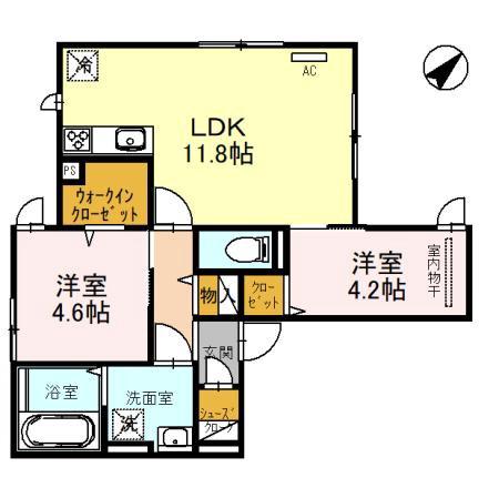 山田西の完工年月(2023年4月)築の賃貸アパートの間取り