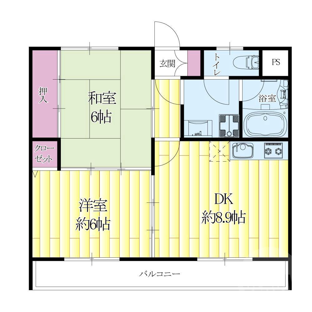 高城町の完工年月(1992年4月)築の賃貸マンションの間取り