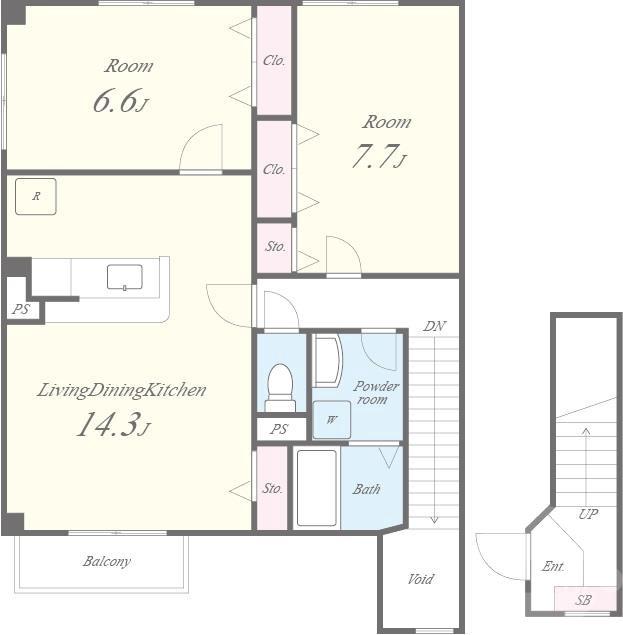 島の完工年月(2006年4月)築の賃貸アパートの間取り