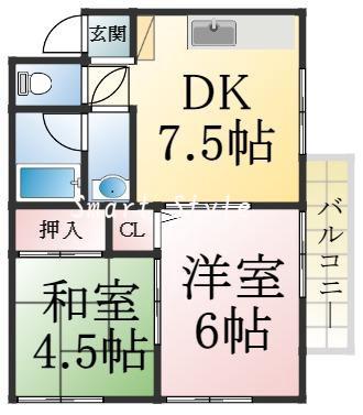 板宿町の完工年月(1995年10月)築の賃貸アパートの間取り