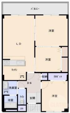 山田西の完工年月(1994年8月)築の賃貸マンションの間取り