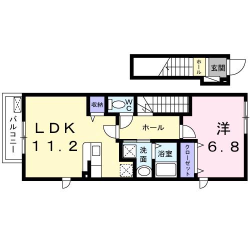 鳥飼野々の完工年月(2012年9月)築の賃貸アパートの間取り
