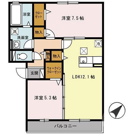 鳥飼下の完工年月(2010年6月)築の賃貸アパートの間取り