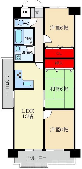 朝日プラザ寝屋川の間取り