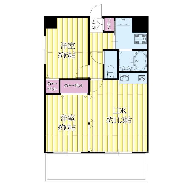 原町の完工年月(2002年3月)築の賃貸マンションの間取り