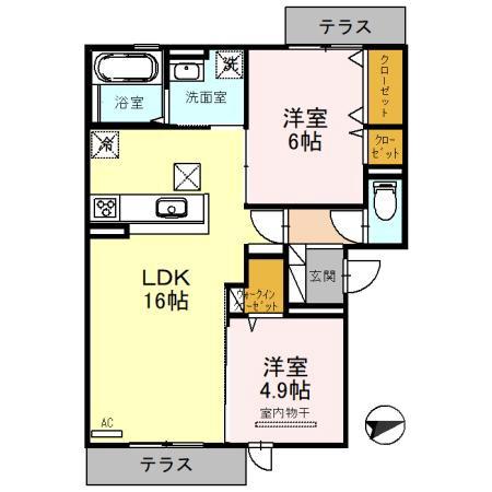 丑寅の完工年月(2023年11月)築の賃貸アパートの間取り