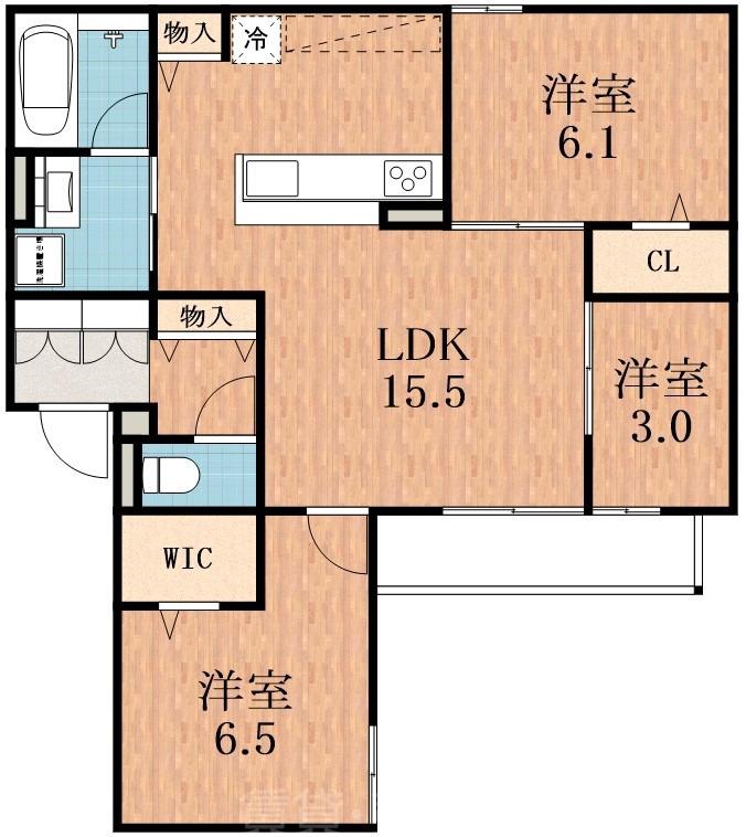 清水丘の完工年月(2023年9月)築の賃貸アパートの間取り