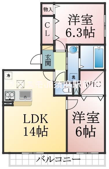 サニープレイス塩屋台の間取り