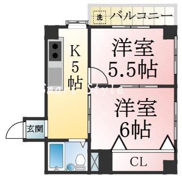 大丸町の完工年月(1990年8月)築の賃貸マンションの間取り