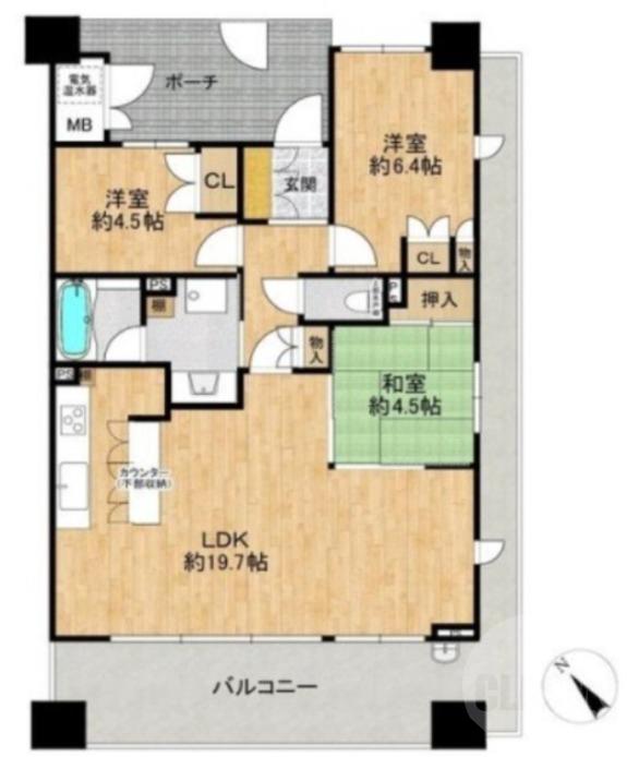 小松の完工年月(2004年8月)築の賃貸マンションの間取り