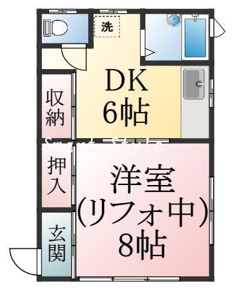 大開通の完工年月(1996年9月)築の賃貸アパートの間取り
