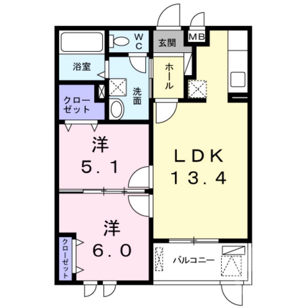 五月が丘北の完工年月(2019年3月)築の賃貸マンションの間取り