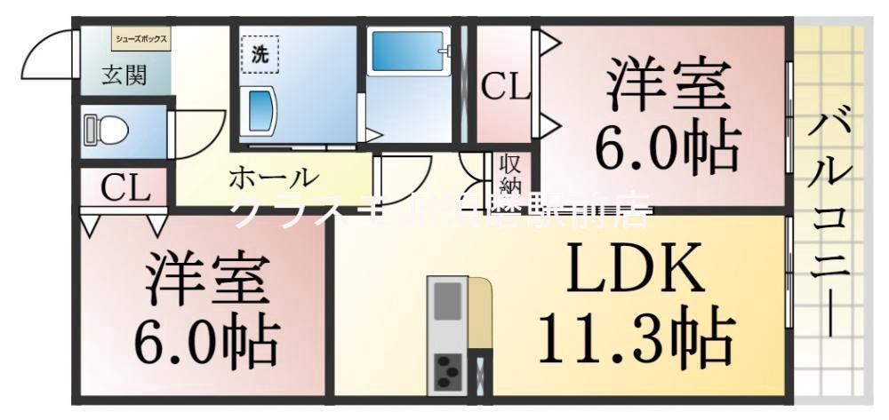 潮見台町の完工年月(2011年10月)築の賃貸マンションの間取り