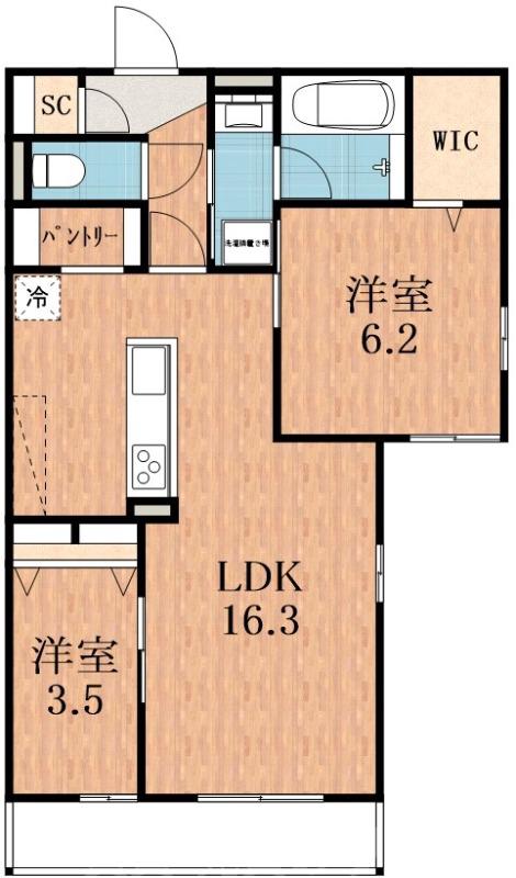 西田辺町の完工年月(2024年3月)築の賃貸アパートの間取り