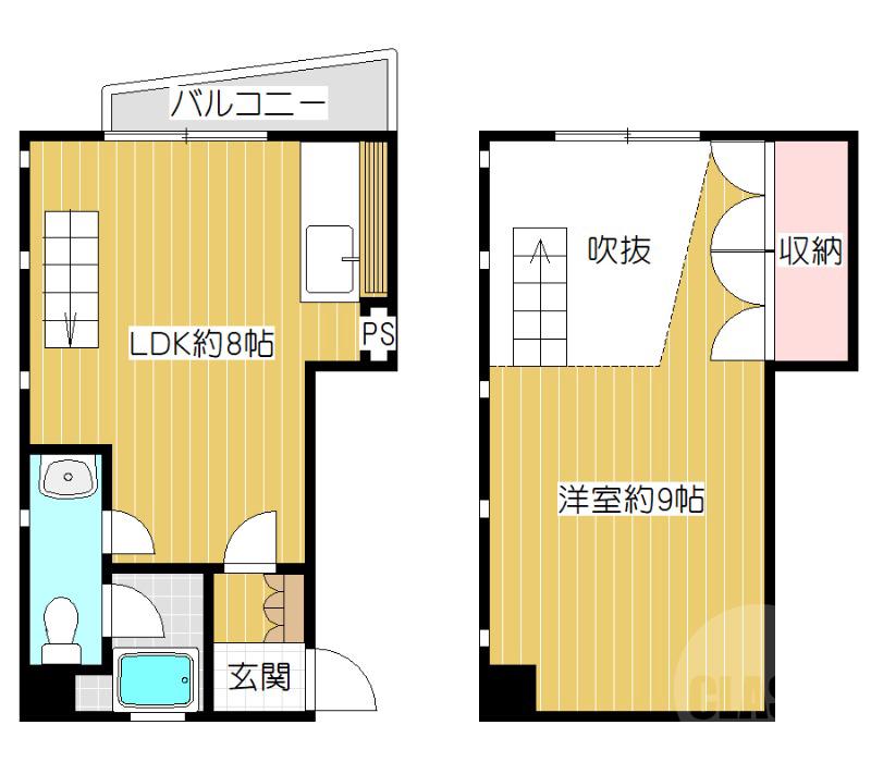 千里丘東の完工年月(1989年7月)築の賃貸マンションの間取り