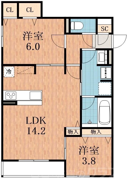 平野西の完工年月(2024年4月)築の賃貸アパートの間取り