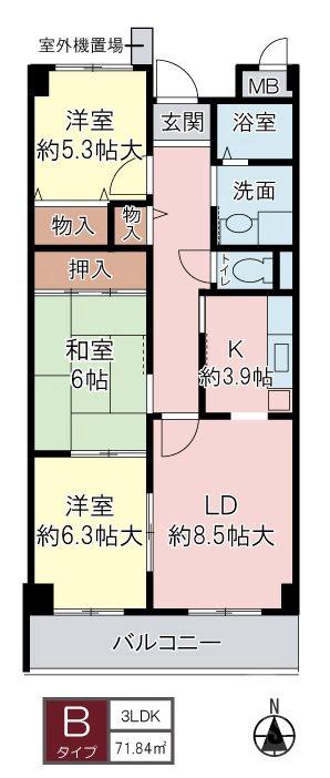 沢良宜西の完工年月(1997年2月)築の賃貸マンションの間取り