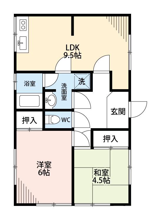 国松町の完工年月(1975年1月)築の賃貸一戸建ての間取り
