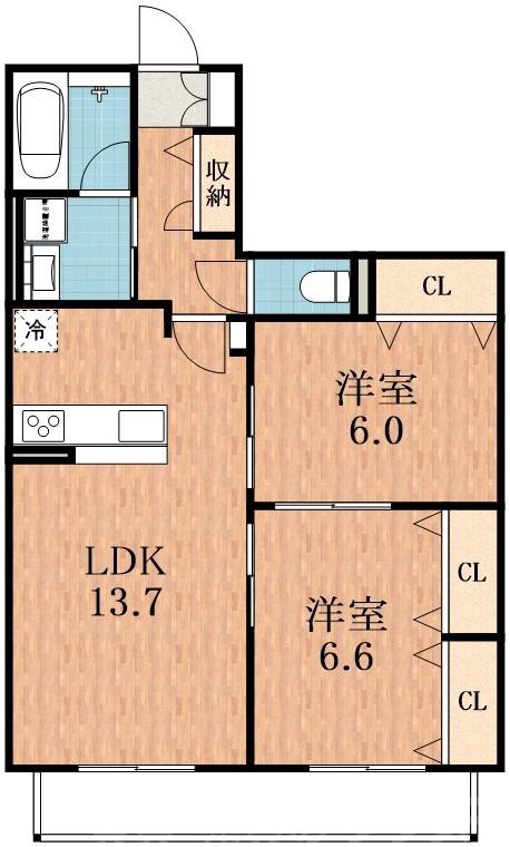 平野市町の完工年月(2024年6月)築の賃貸アパートの間取り
