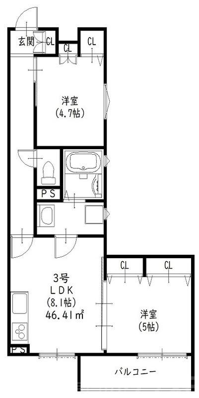 クリエオーレ下神田Ⅰの間取り