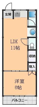 日の出町の完工年月(1977年1月)築の賃貸マンションの間取り