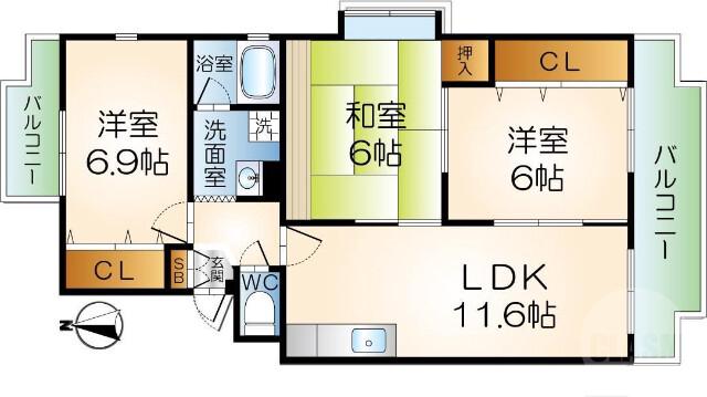 沢良宜西の完工年月(1994年1月)築の賃貸マンションの間取り