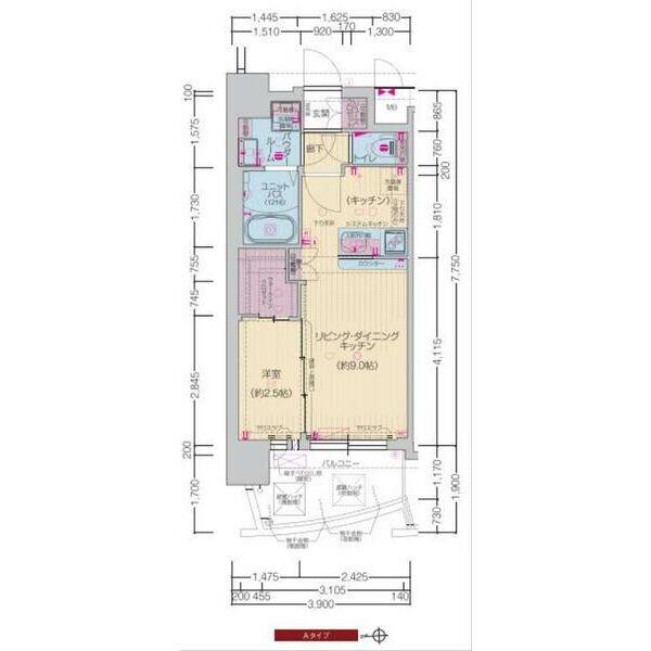 垂水町の完工年月(2022年3月)築の賃貸マンションの間取り