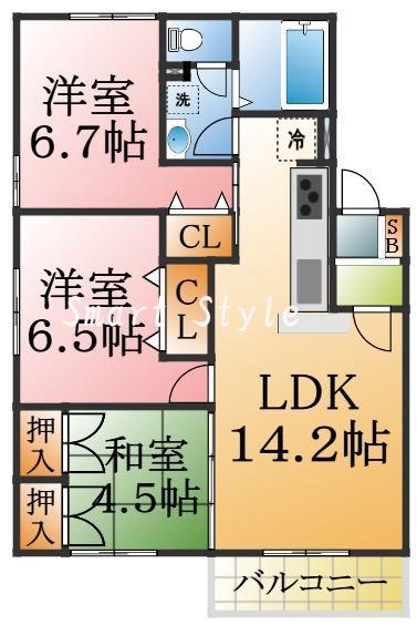 ガーデンコート車 C棟 の間取り