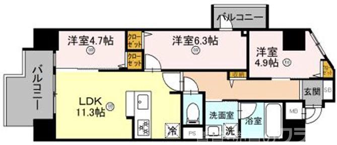 THE RESIDENCE北白川(ザレジデンス北白川)の間取り