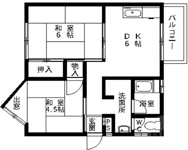 千里丘西の完工年月(1978年4月)築の賃貸アパートの間取り
