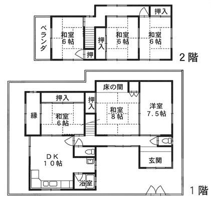 泉町の完工年月(1979年1月)築の賃貸一戸建ての間取り