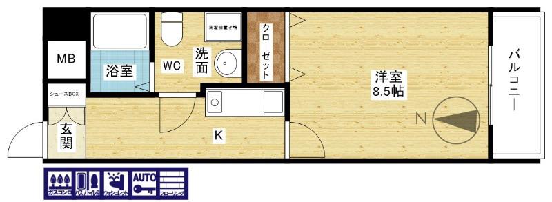 西宮原の完工年月(1998年5月)築の賃貸マンションの間取り