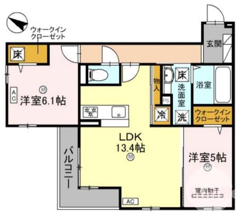上野芝向ヶ丘町の完工年月(2025年4月)築の賃貸アパートの間取り