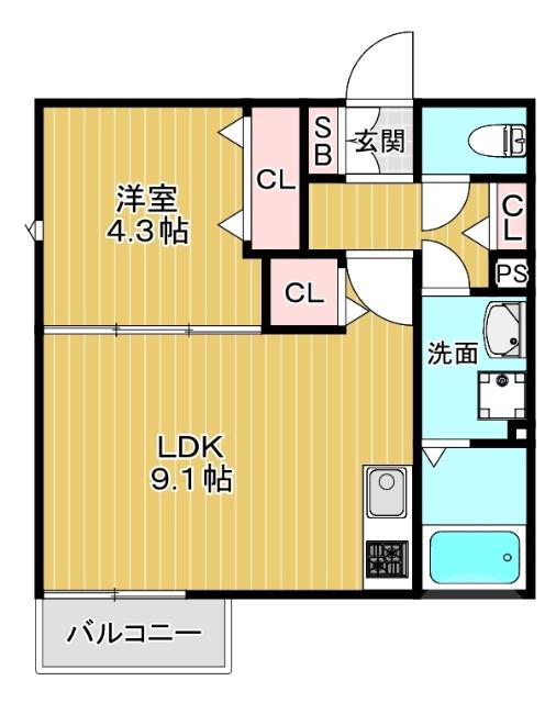 千里山西の完工年月(2025年5月)築の賃貸アパートの間取り