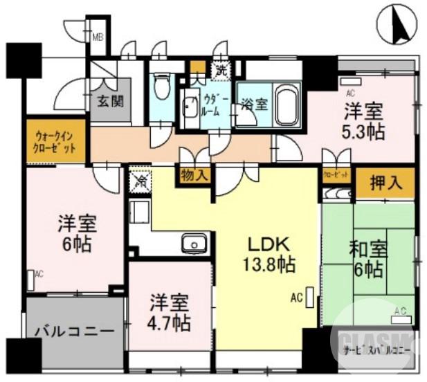 北瓦町の完工年月(2003年1月)築の賃貸マンションの間取り