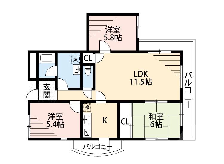 山田東の完工年月(1991年2月)築の賃貸マンションの間取り