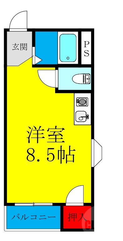 菅原の完工年月(1991年2月)築の賃貸マンションの間取り