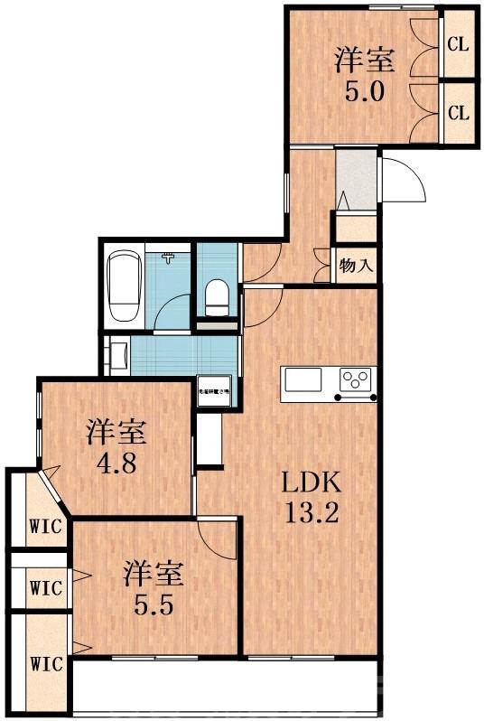 南長尾町の完工年月(2023年2月)築の賃貸マンションの間取り