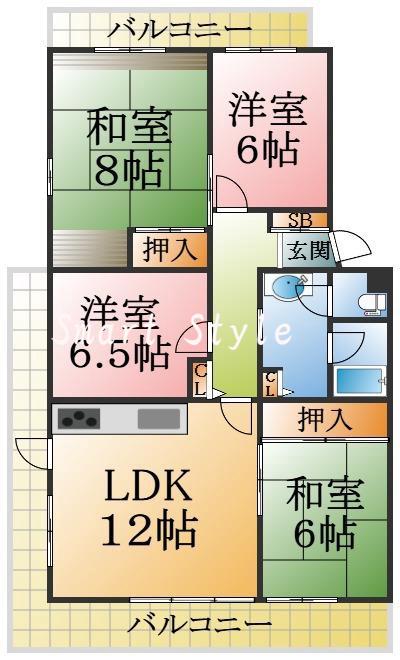 グリーンヒル新多聞305号棟の間取り